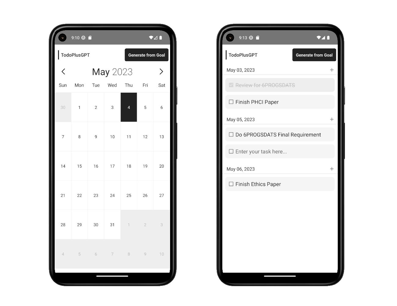 Another screenshot of the TodoPlusGPT application